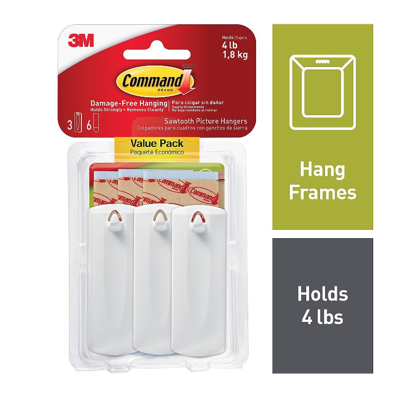 100-Count Metal Sawtooth Picture Frame Hangers with No Nail + Storage Box, 1"