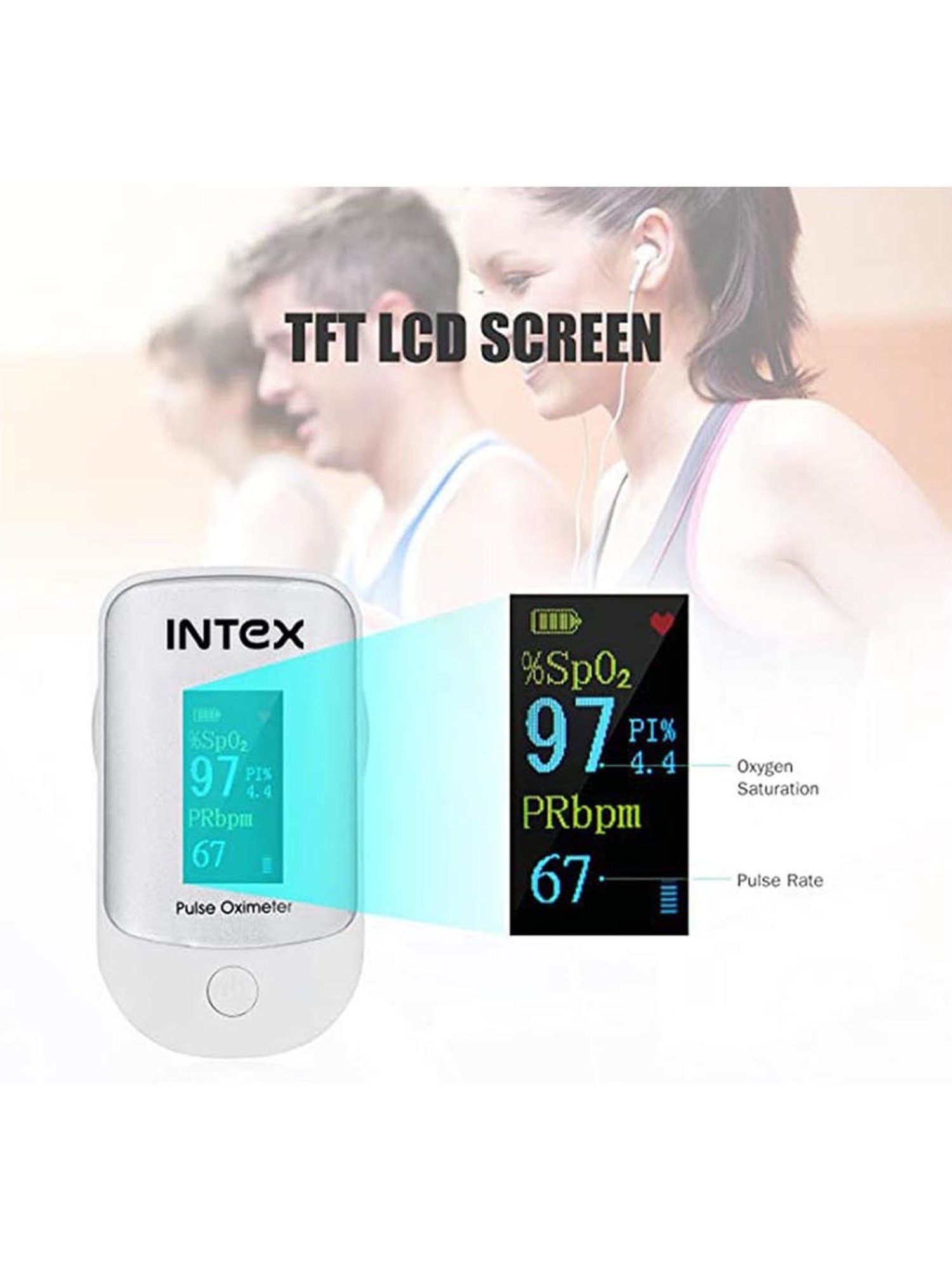 Intex MCP Oxisure IT-OX02 Pulse Oximeter with Oxygen Saturation Monitor (White)
