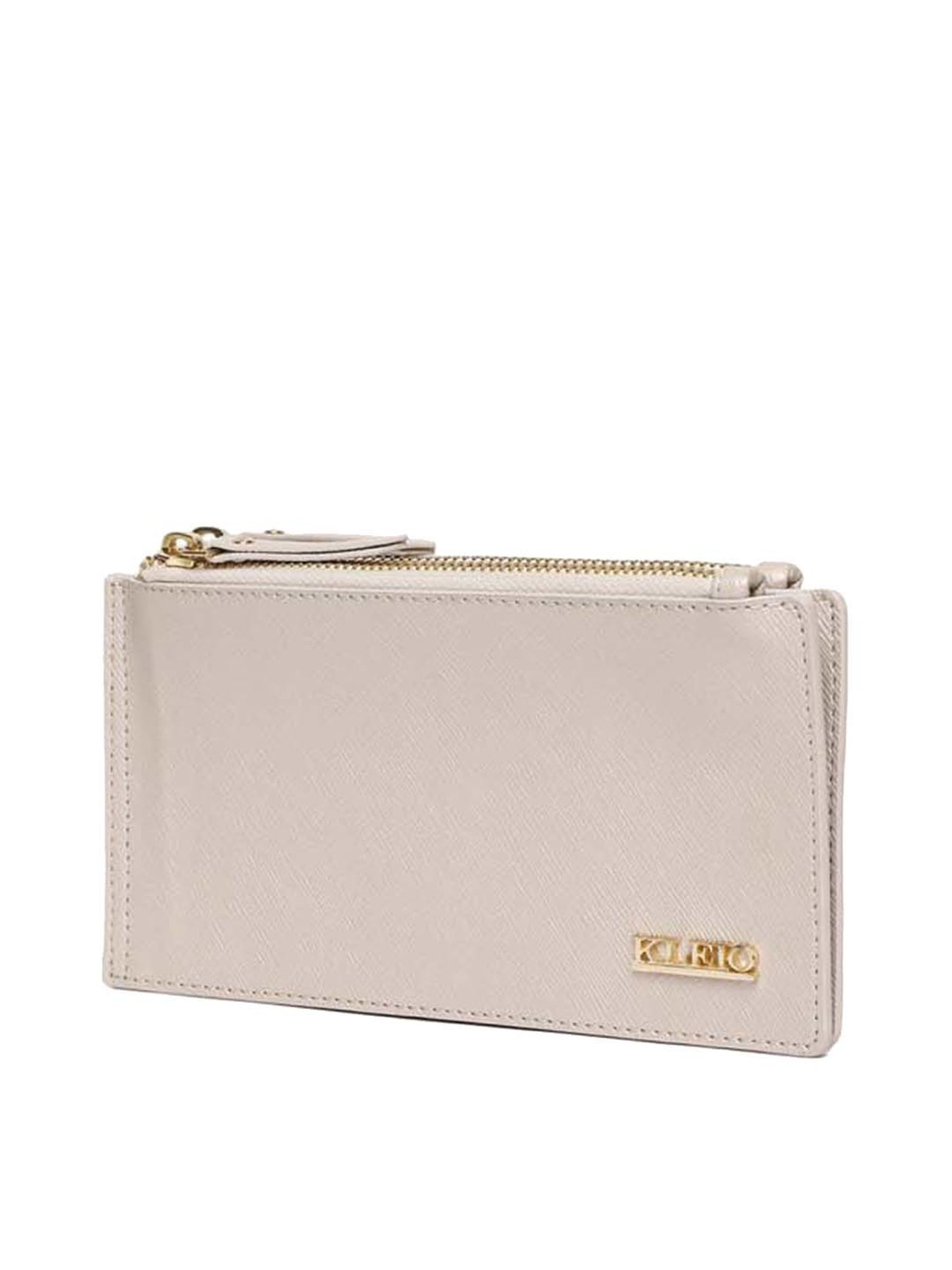 KLEIO Cream Solid Bi-Fold Wallet for Women