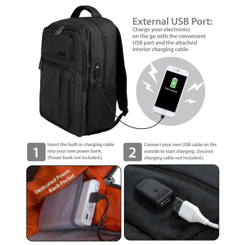 Rockland 18.5'' Slim Pro USB Laptop Backpack