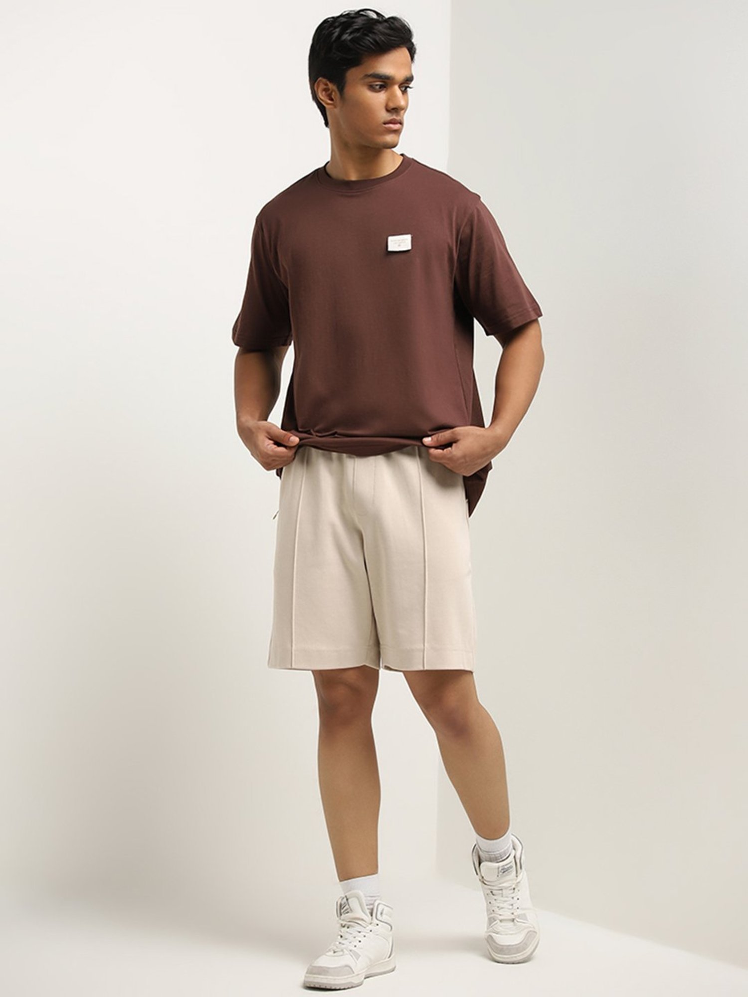 Studiofit by Westside Dark Brown Slim-Fit Cotton T-Shirt
