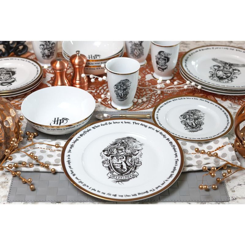 Robe Factory LLC Harry Potter Hogwarts House Logos 16-Piece Ceramic Dinnerware Set