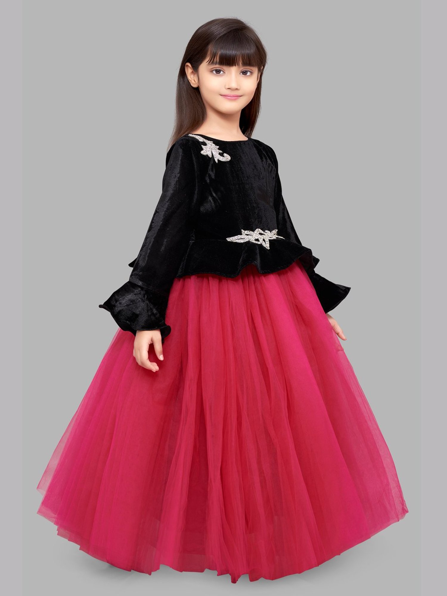 Many Frocks Kids Red Solid Dress