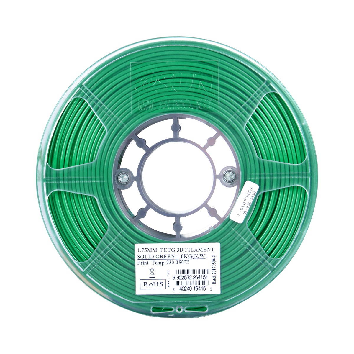 eSUN PETG 1.75mm 3D Printer Filament Printing Consumables Dimensional Accuracy: +/- 0.05mm 1kg(2.2lb) Spool Material Refills Solid Green