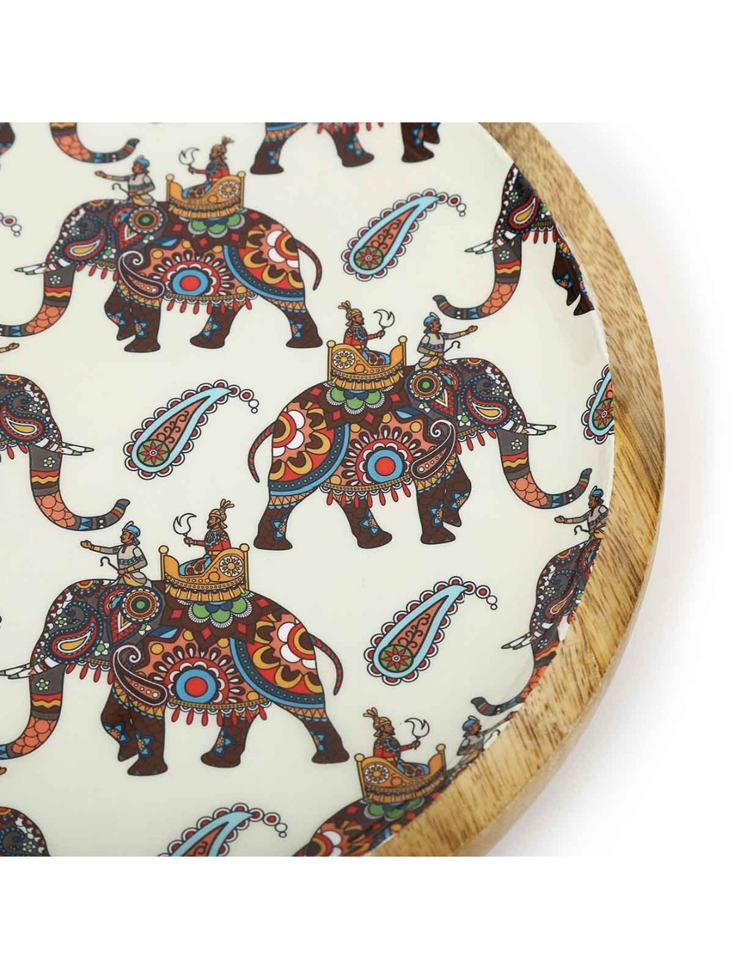 Home4U Ajantha Printed Multicolor Wood Platter