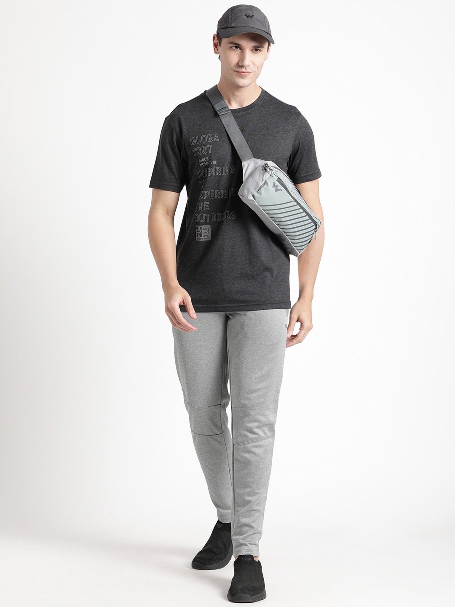 Wildcraft Black  Regular Fit Printed Sports T-Shirt