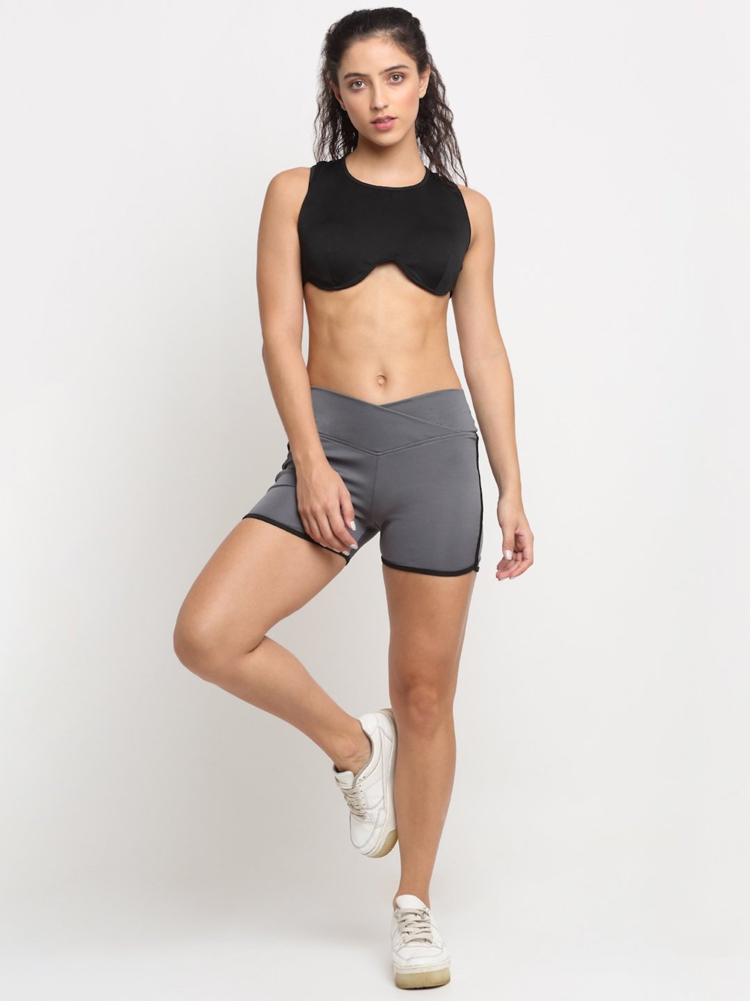 EVERDION Grey Slim Fit Sports Shorts