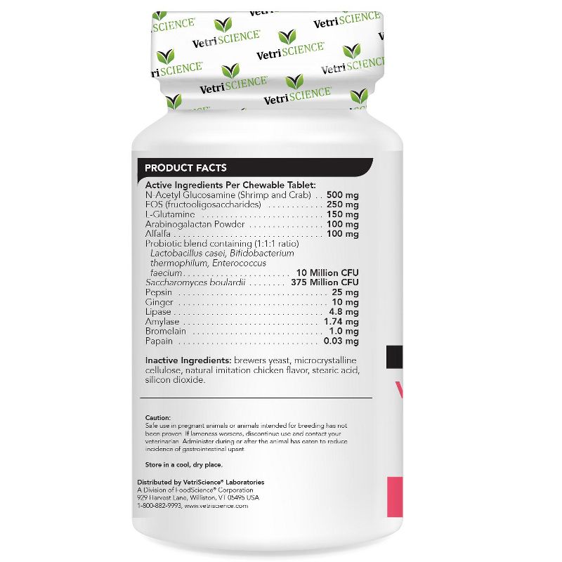 Vetriscience Laboratories Probiotic BD, Bowel Defense and GI Support Supplement for Dogs, 120 Tablets.