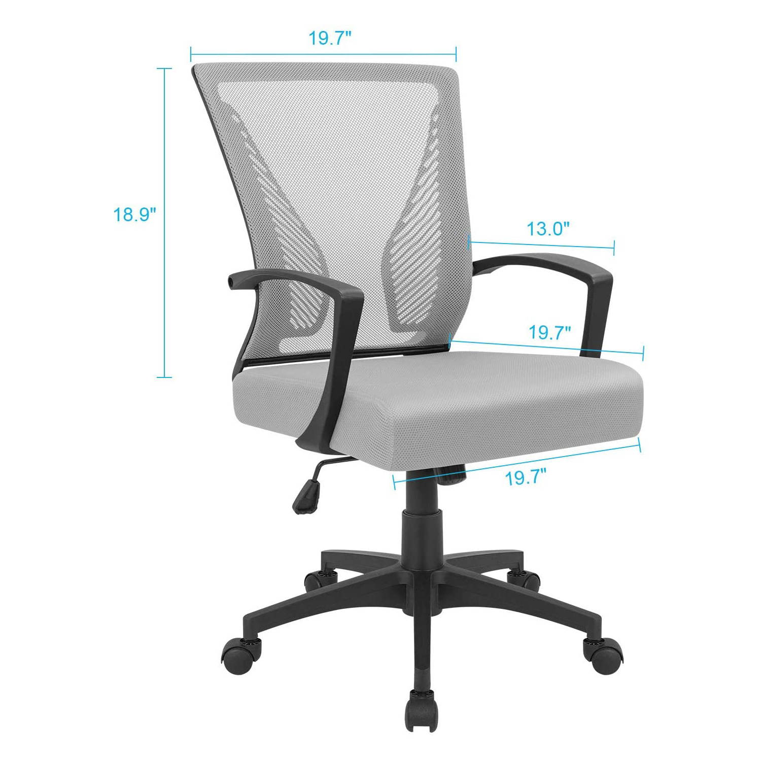 Furmax Office Chair Mid Back Swivel Lumbar Support Computer Ergonomic Mesh Chair with Armrest (Black)