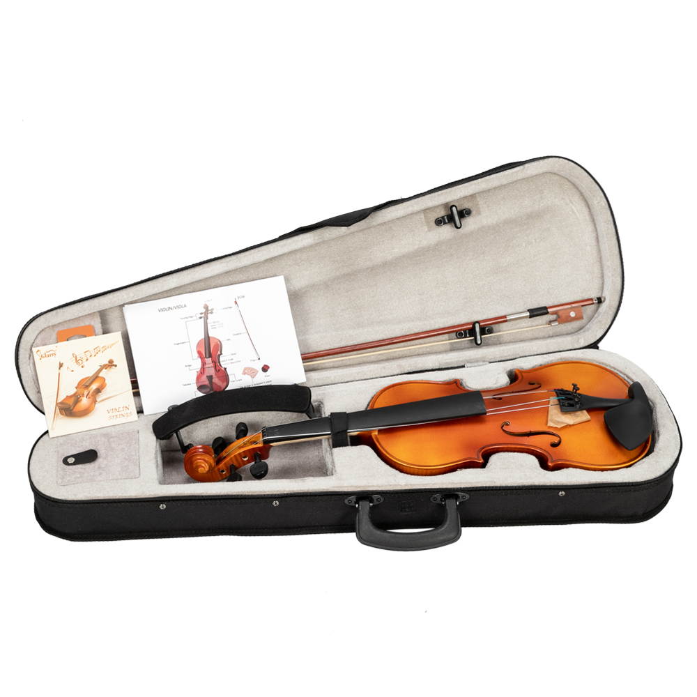 Glarry GV300 4/4 Maple Matte Natural Violin Tiger Pattern+ Case Bow Rosin Tuner