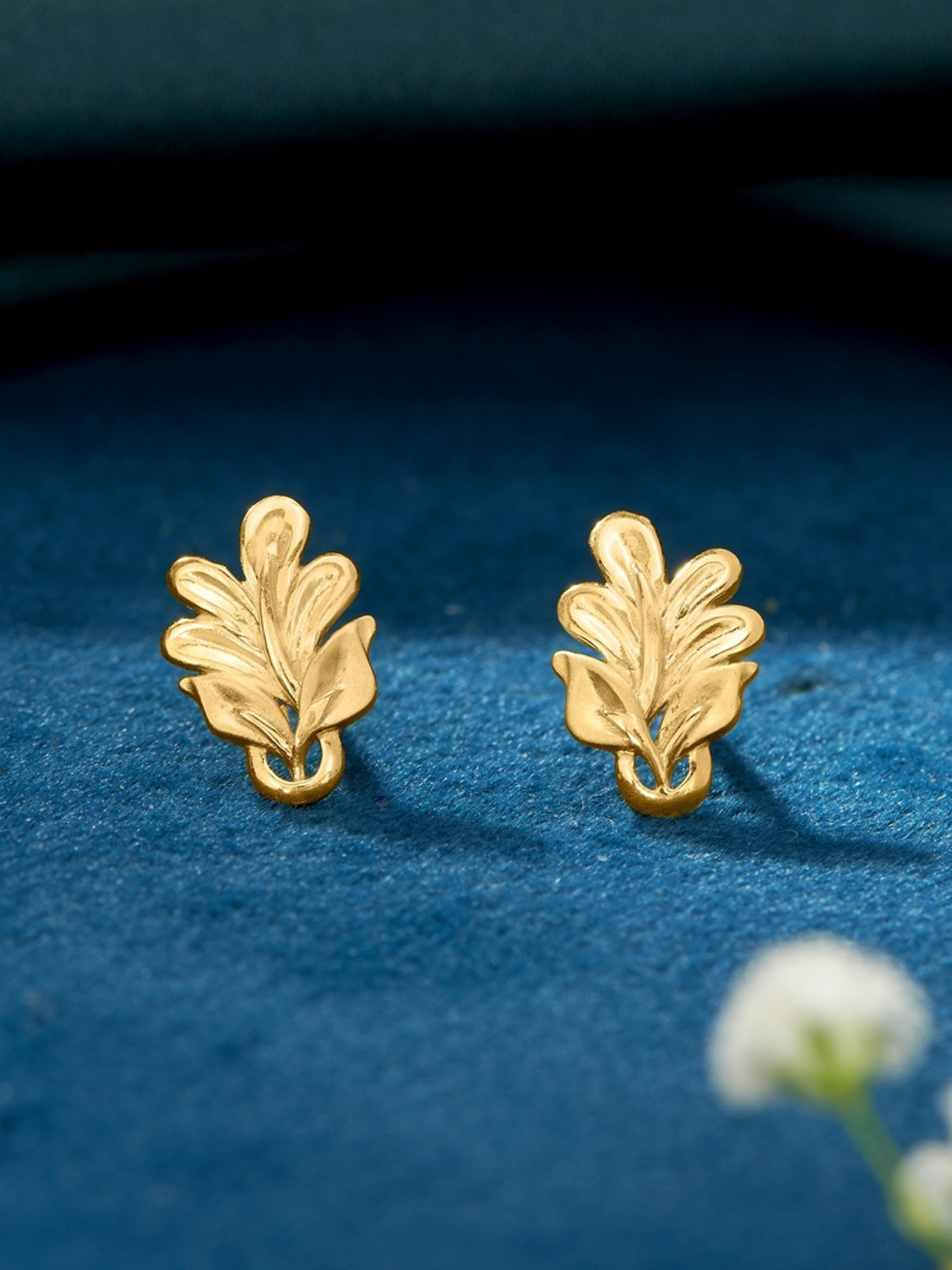 P.N.Gadgil Jewellers 22 Karat (916) BSI Hallmarked Yellow Gold Vine Vista StudEarring For Woman