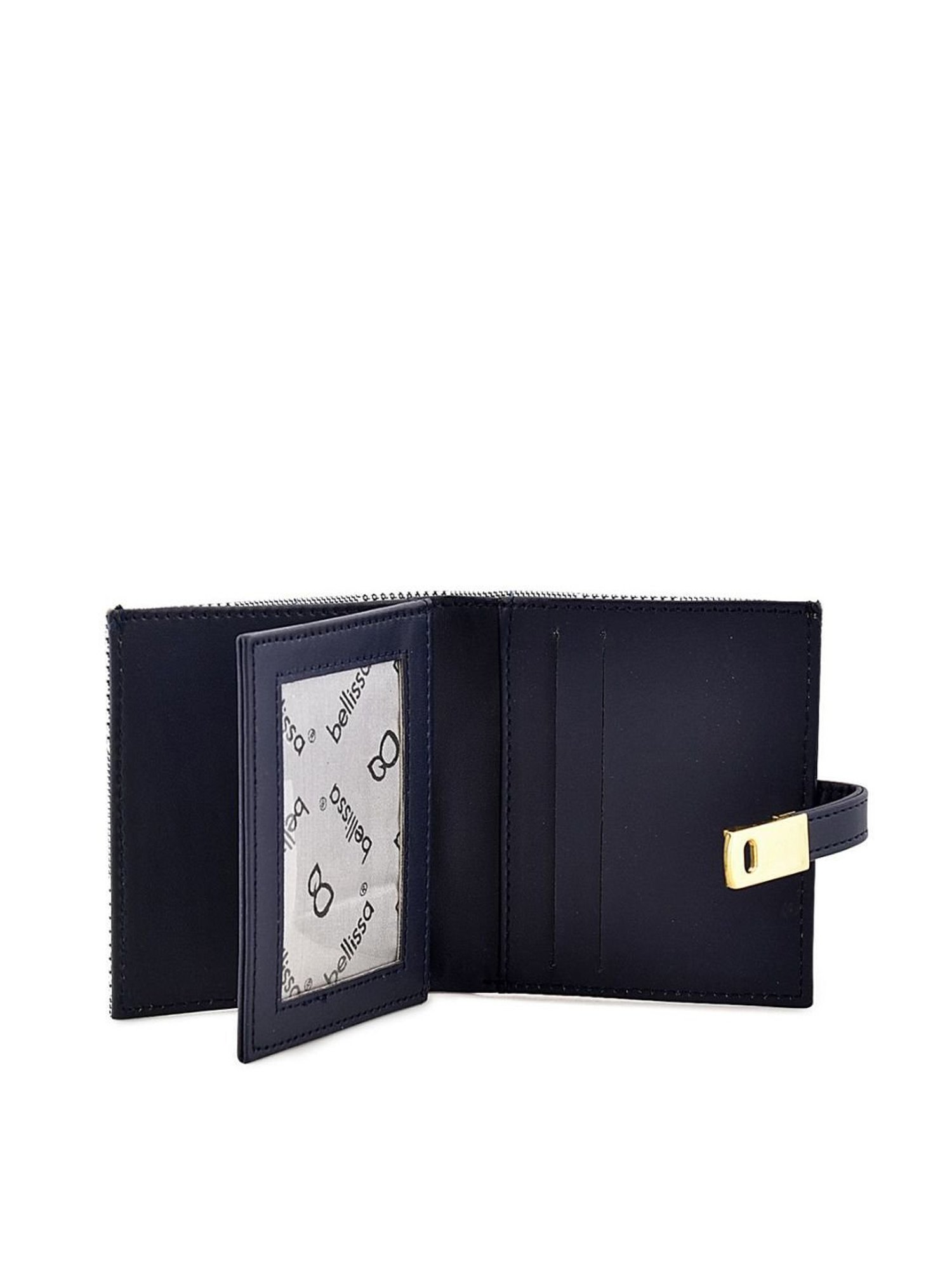 Bellissa Navy Blue Striped Bi-Fold Wallet for Women