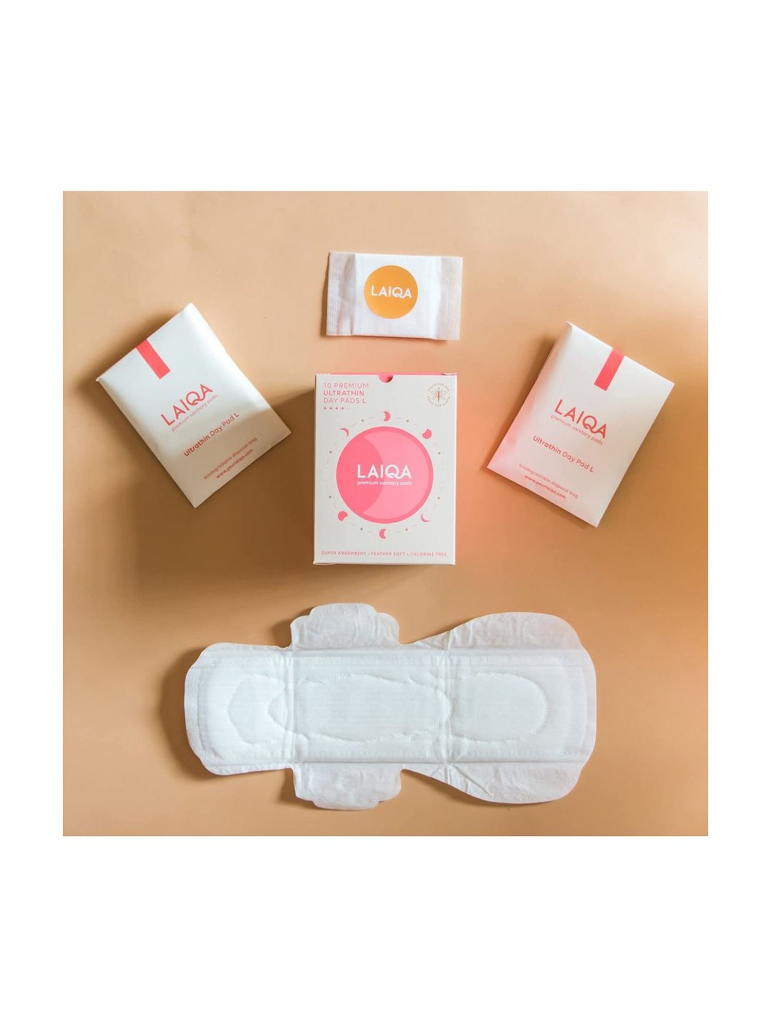 LAIQA Moderate Flow Large Day Pads (Pack of 3) L - 30 Pads