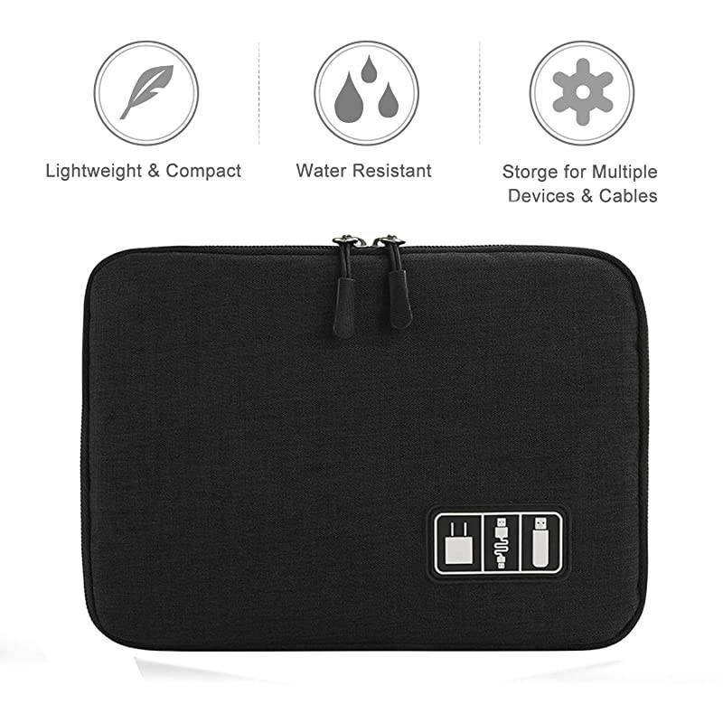 Electronics Organizer  Electronic Accessories Cable Organizer Bag Waterproof Travel Cable Storage Bag for Charging Cable Cellphone Mini Tablet Up to 79 and More Black and Green
