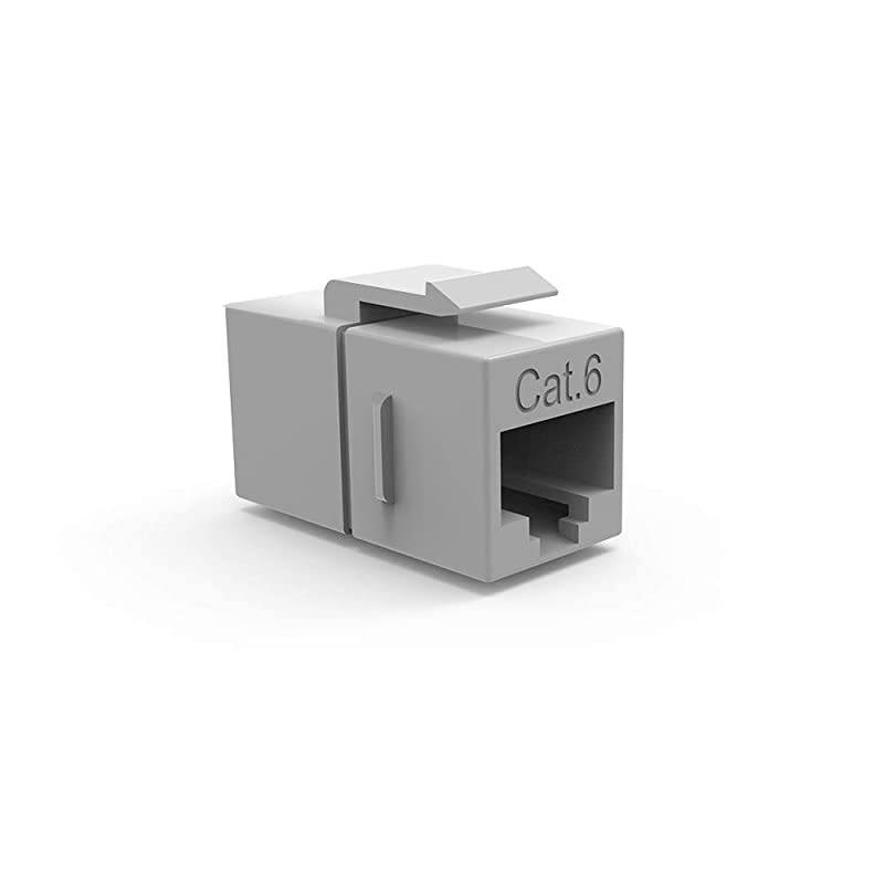 Cat6 RJ45 Inline Coupler with Keystone Latch FemaleFemale 10Pack Gray