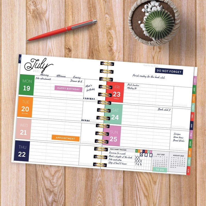 2021-22 Academic Planner 9" x 7" Preppy Stripes Luxe Daily/Weekly/Monthly - The Time Factory