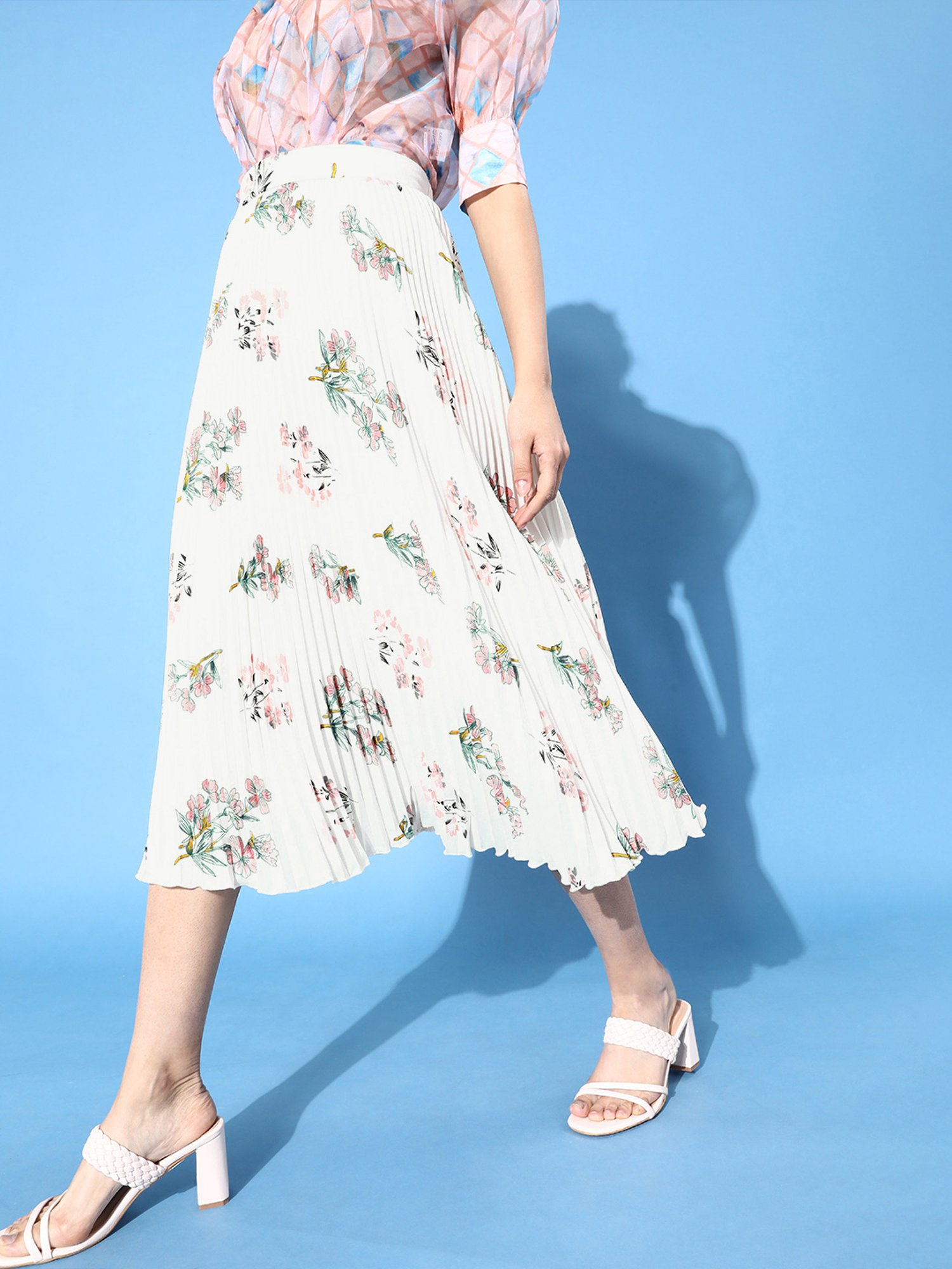 Belle Fille White Floral Print Skirt