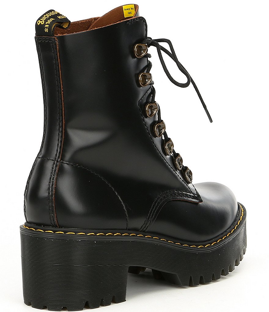 Dr. Martens Leona Smooth Leather Lug Sole Combat Boots