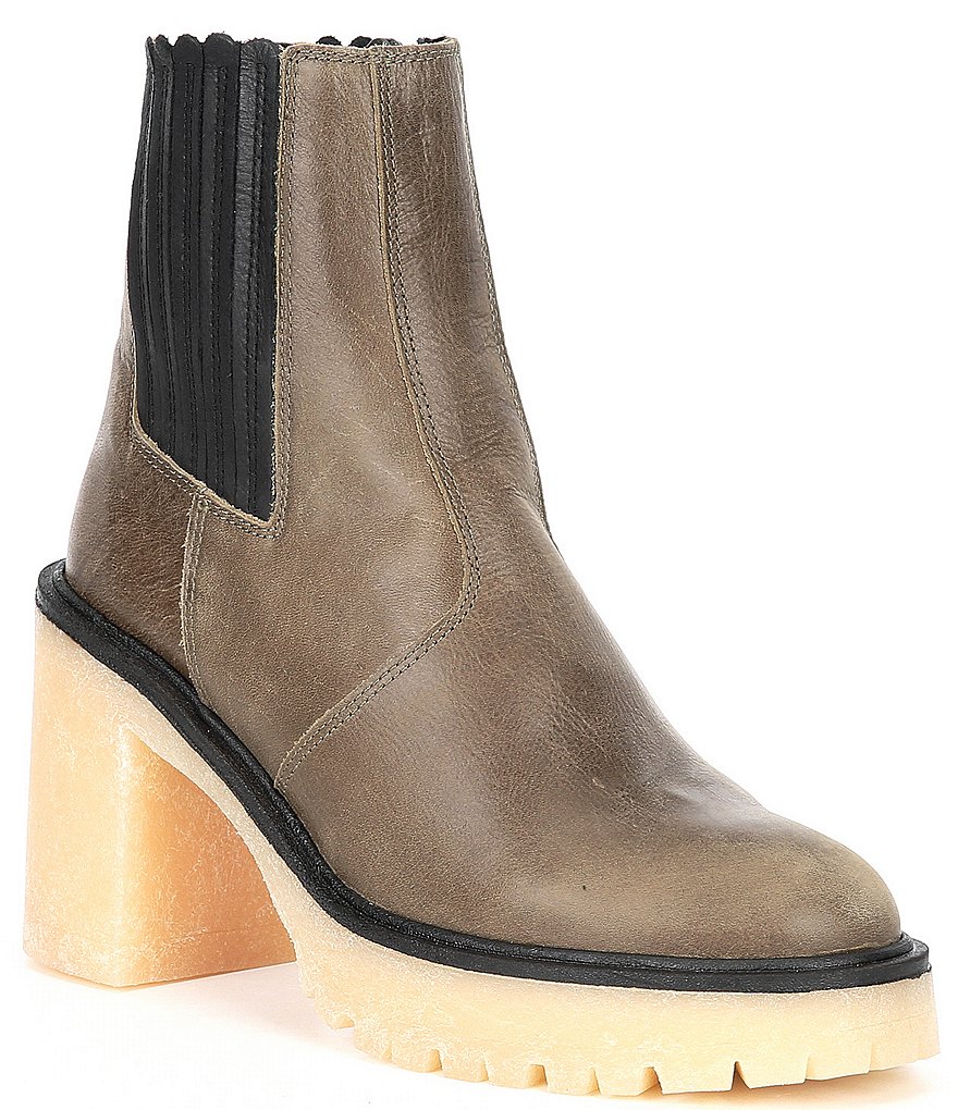 Free People James Leather Block Heel Chelsea Booties