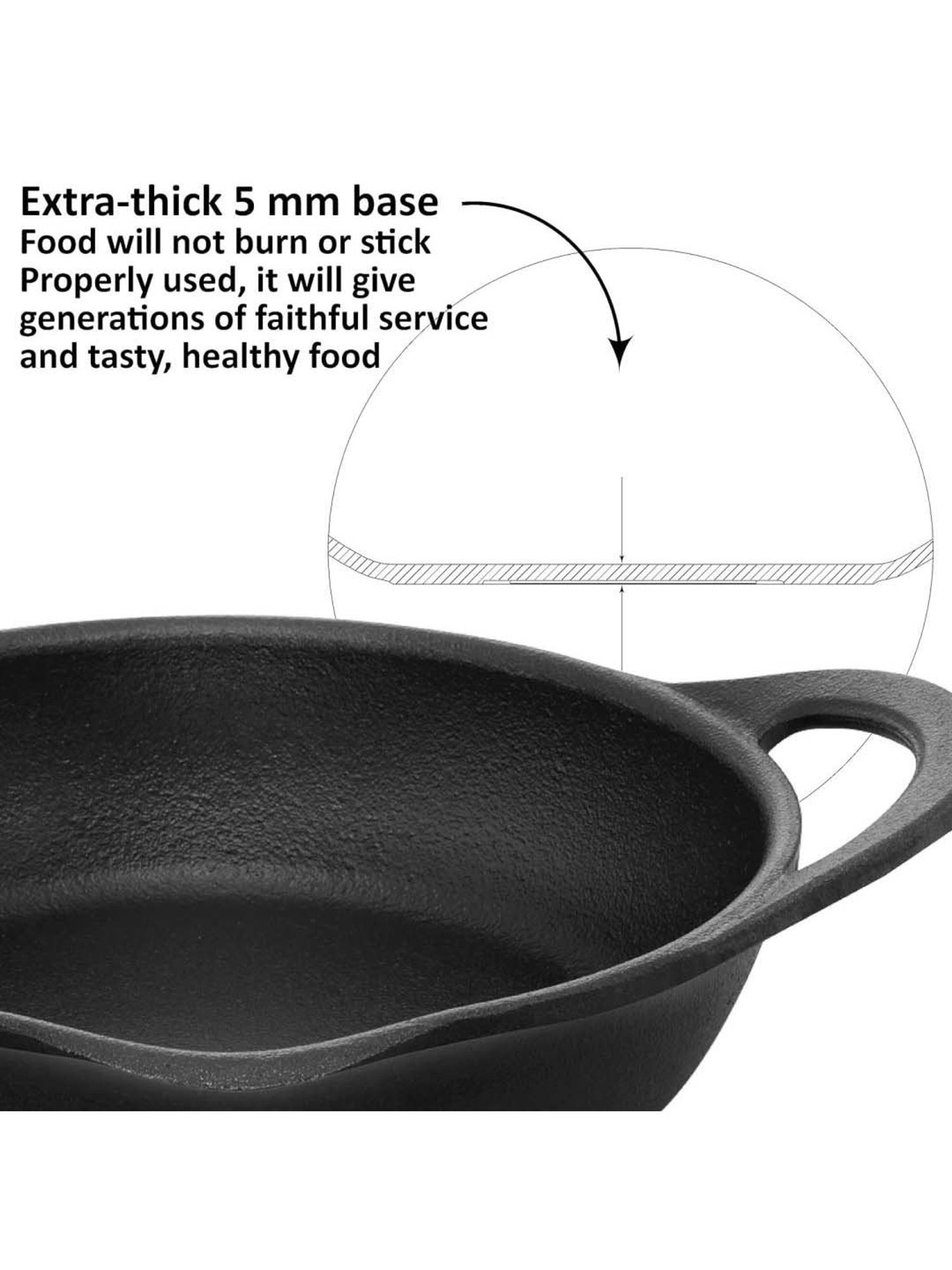 Hawkins Black Cast Iron 24 cm Futura Omlette Frying Pan (Cif24G) (1.8 L)