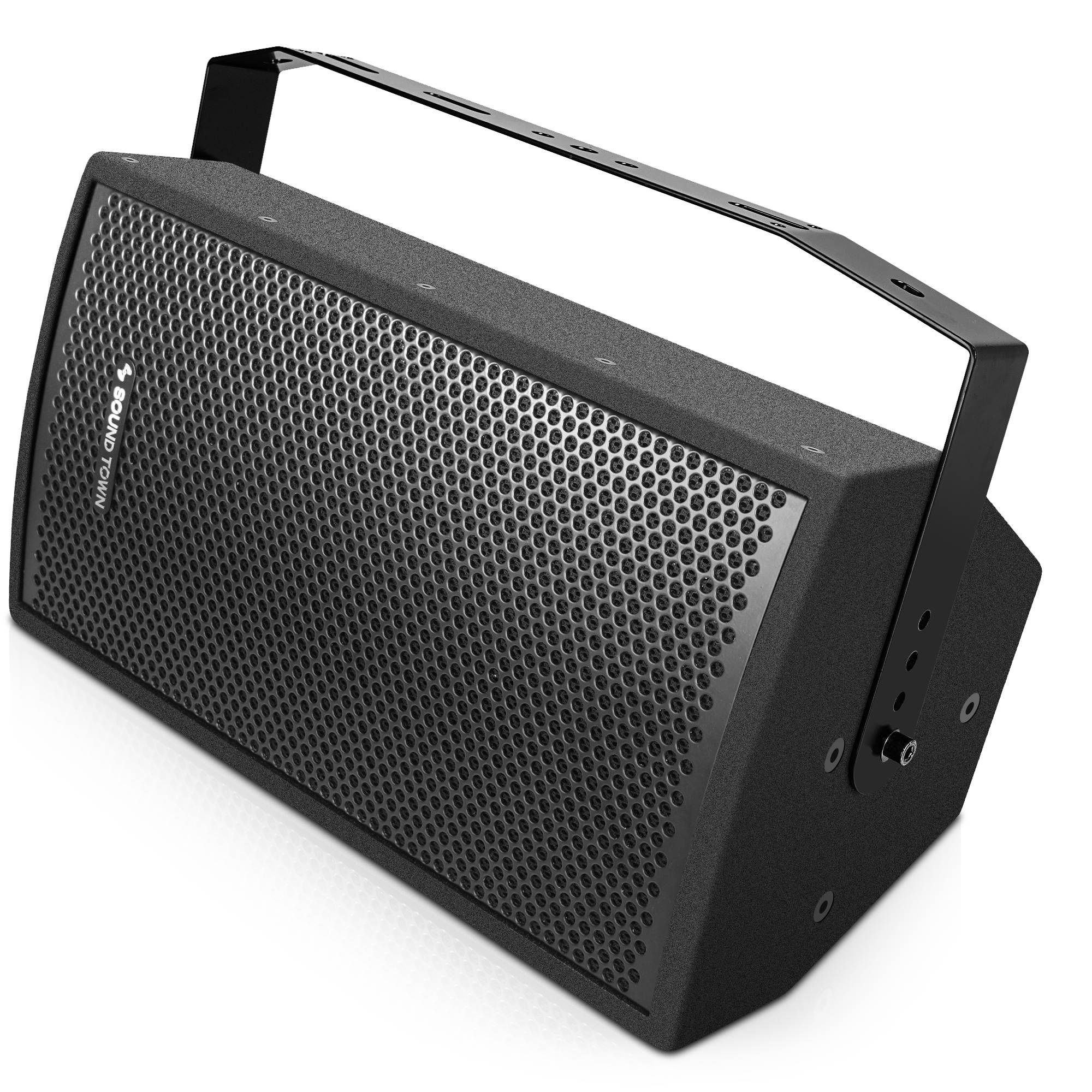 Sound Town Pair of CARME Series 8" 350W 2-Way Professional PA DJ Speakers, Black with Compression Drivers and U Brackets for Installation, Live Sound, Karaoke, Bar, Church (CARME-U108B-PAIR)