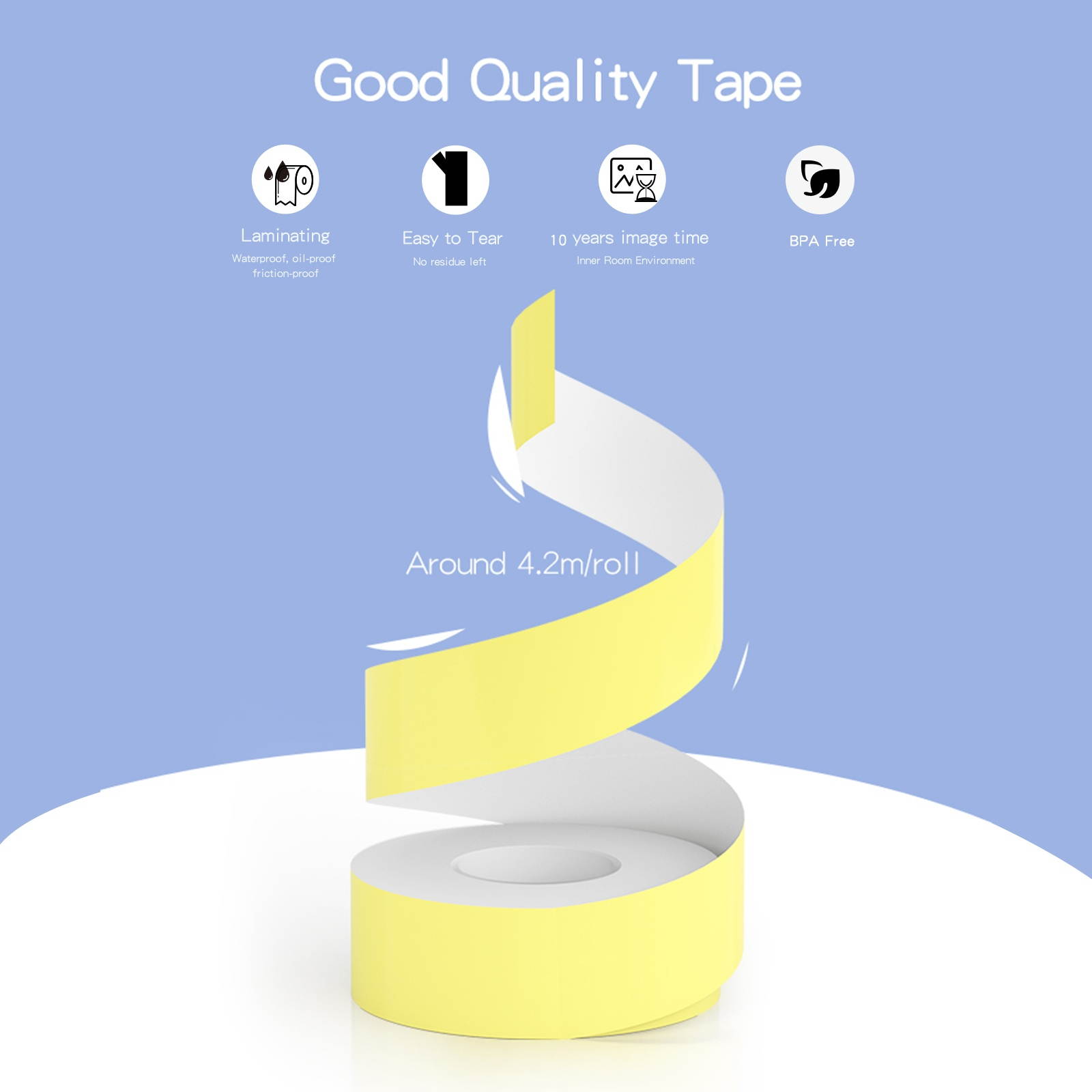 PeriPage 1 Roll Adhesive Label Paper Cute Pattern Sticky Tape Thermal Printing Paper Name Price Barcode Sticker Home Office Organization Waterproof Oil-proof Tear-Resistant for PeriPage L1 Mini Pocket