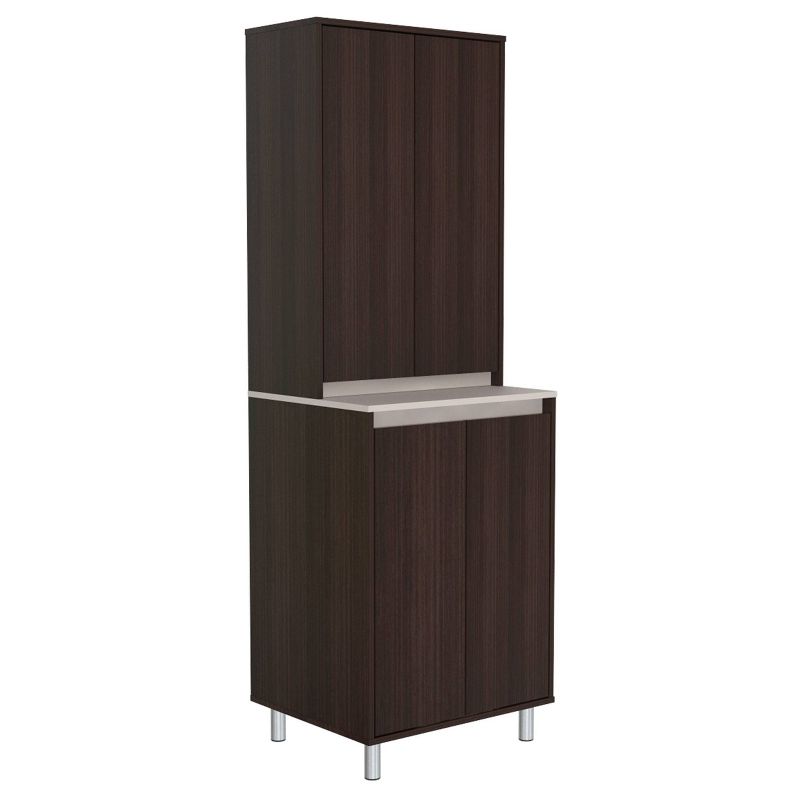4 Door Breakroom Cabinet Espresso/Amber Gray - Inval
