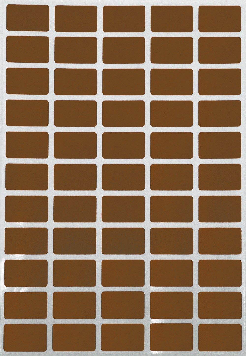 Small Brown Rectangular Color Coding Sticker 25.5mm x 16mm - Rectangle Labels Colored File Stickers - Clean Remove on Any Surface (1-inch x .625 inch) 550 Pack by Royal Green