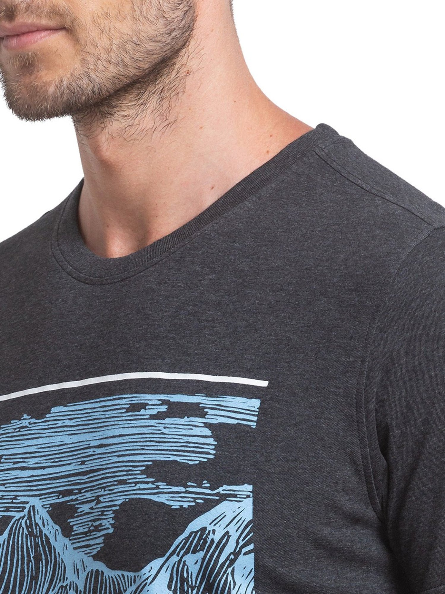 Parx Dark Grey Regular Fit Printed Crew T-Shirt