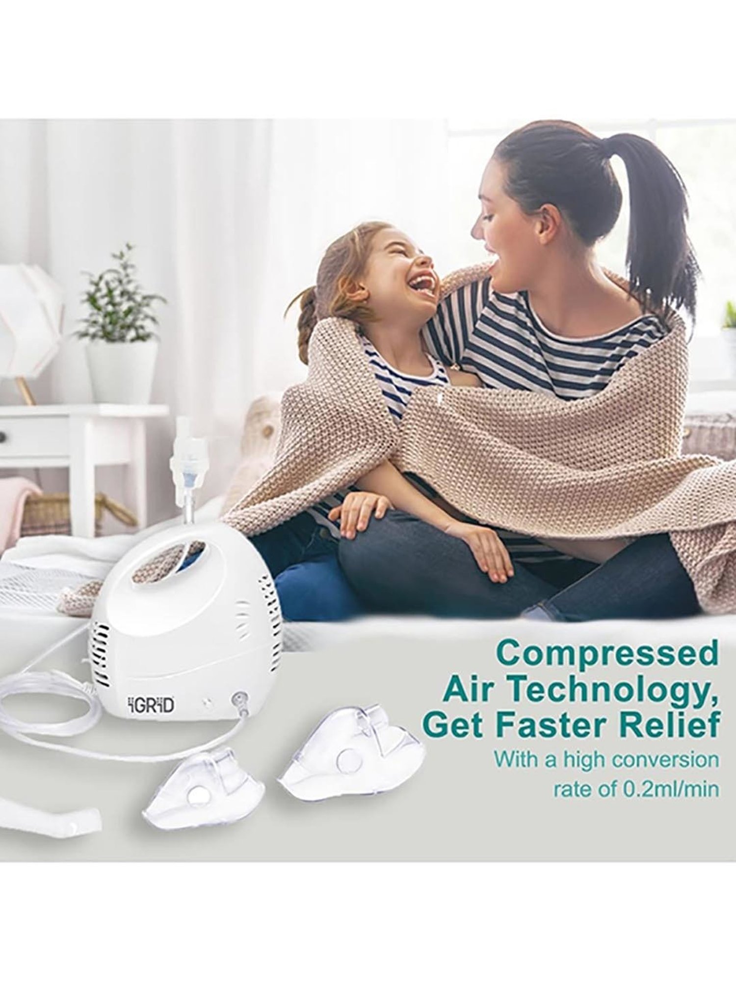 iGRiD IG1614N Compact Compressor Asthma Nebulizer (White)