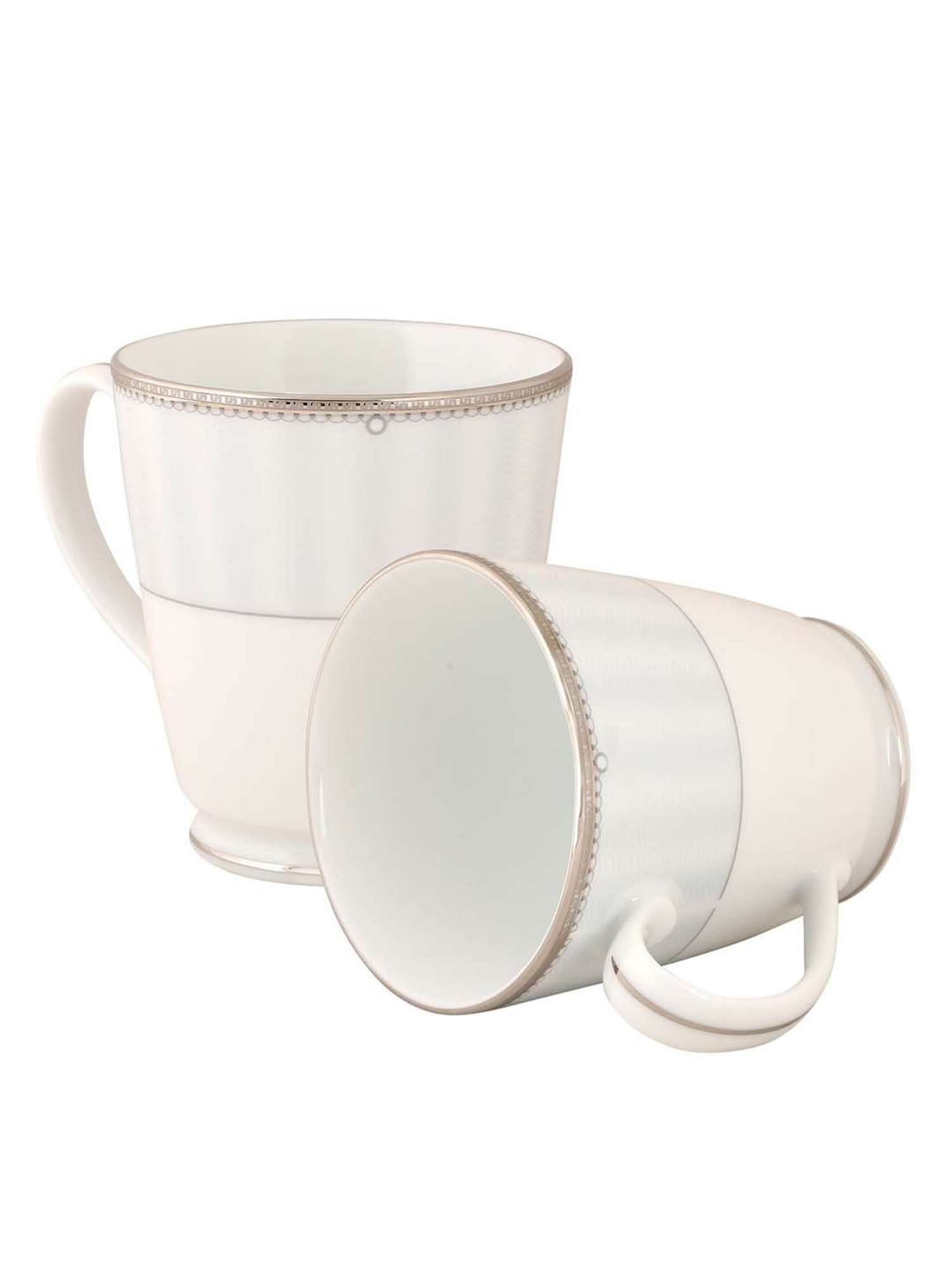 NORITAKE Hearth Off-White & Light Grey Porcelain Tea Mug (0.37 L) - Set of 2