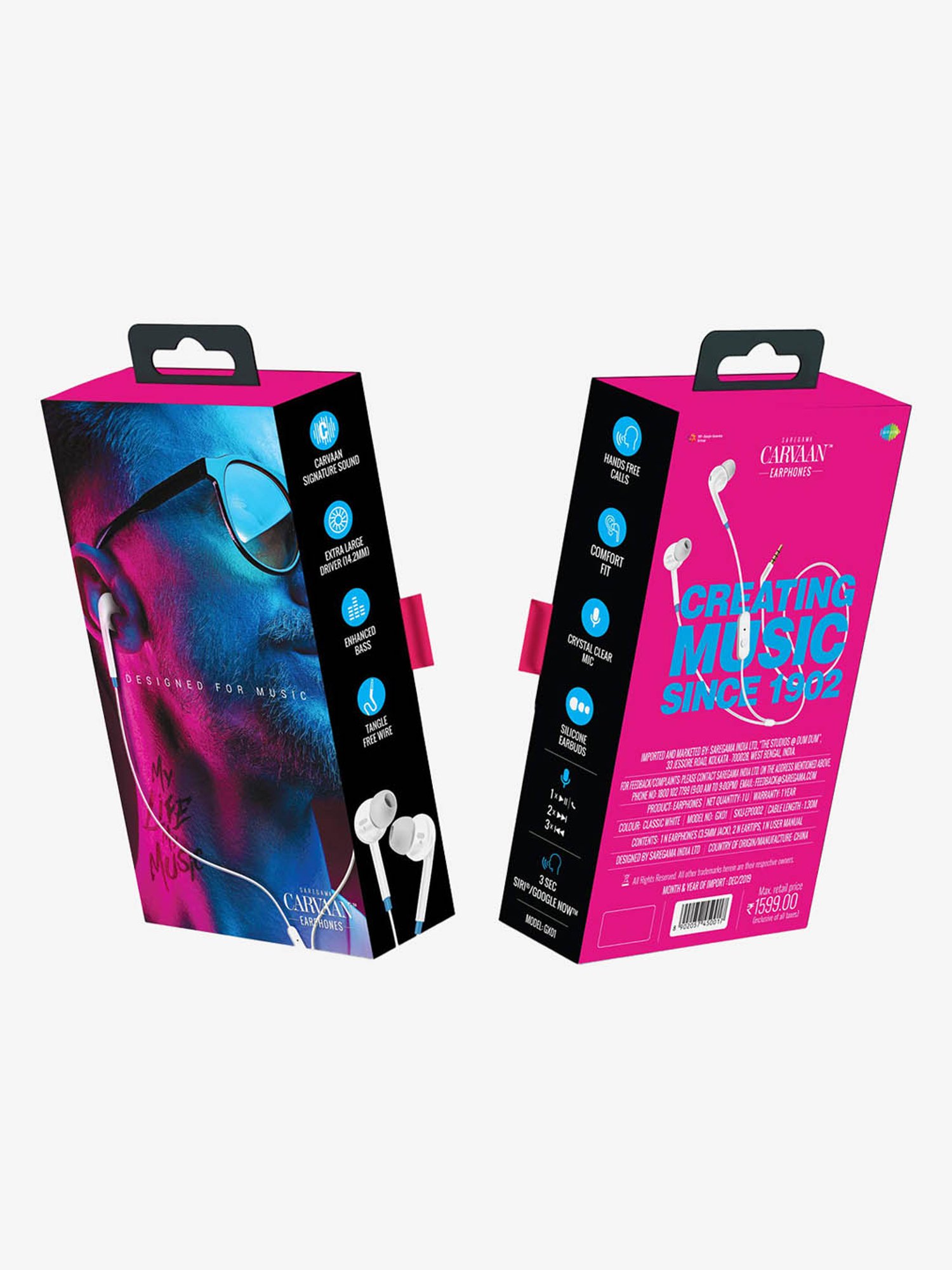 Saregama Carvaan GX01 Wired Earphone With Mic (Classic White)