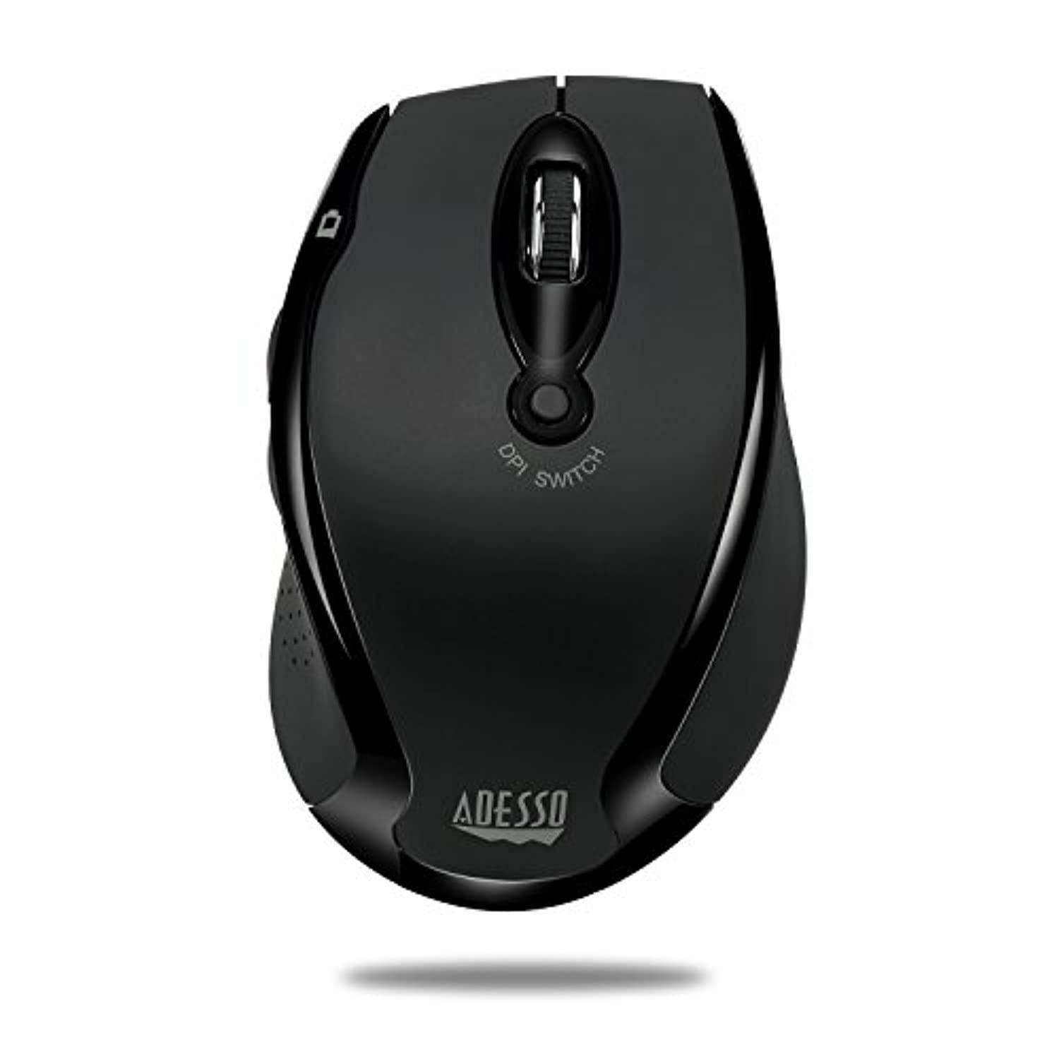 Adesso iMouse M20B - Wireless Ergonomic Optical Mouse - Optical - Wireless - Radio Frequency - Black - USB - 1600 dpi - Scroll Wheel - Right-handed Only