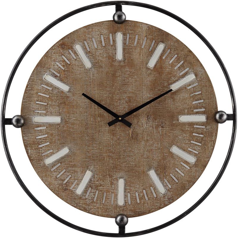 River Parks Studio Delaney Matte Black and Brown 28 1/4" Round Wall Clock