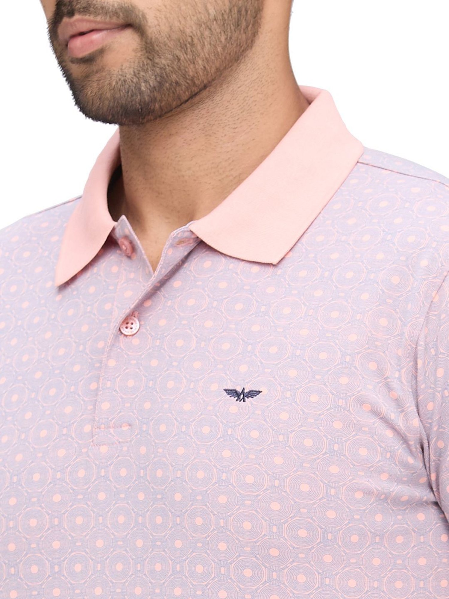 Park Avenue Purple Slim Fit Printed Polo T-Shirt