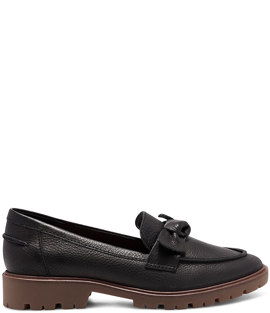 Lucky Brand Tamio Leather Knot Bow Detail Lug Sole Loafers