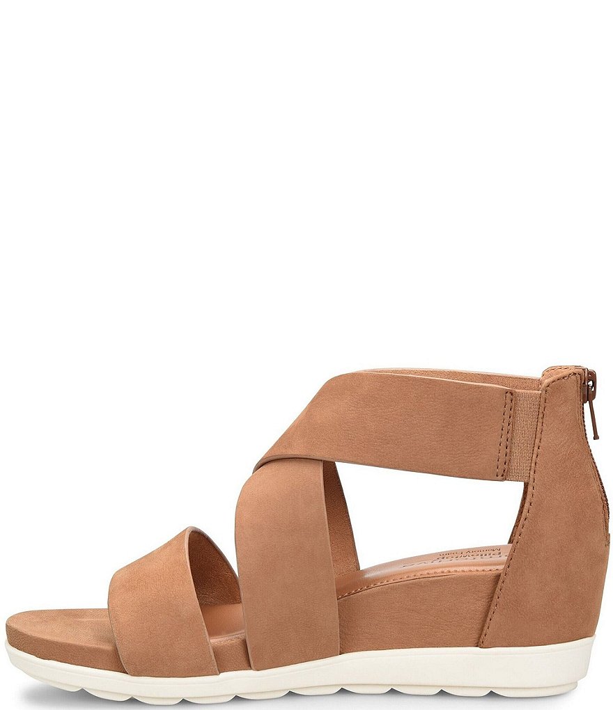 Comfortiva Pacifica Nubuck Criss-Cross Strap Sporty Wedge Sandals