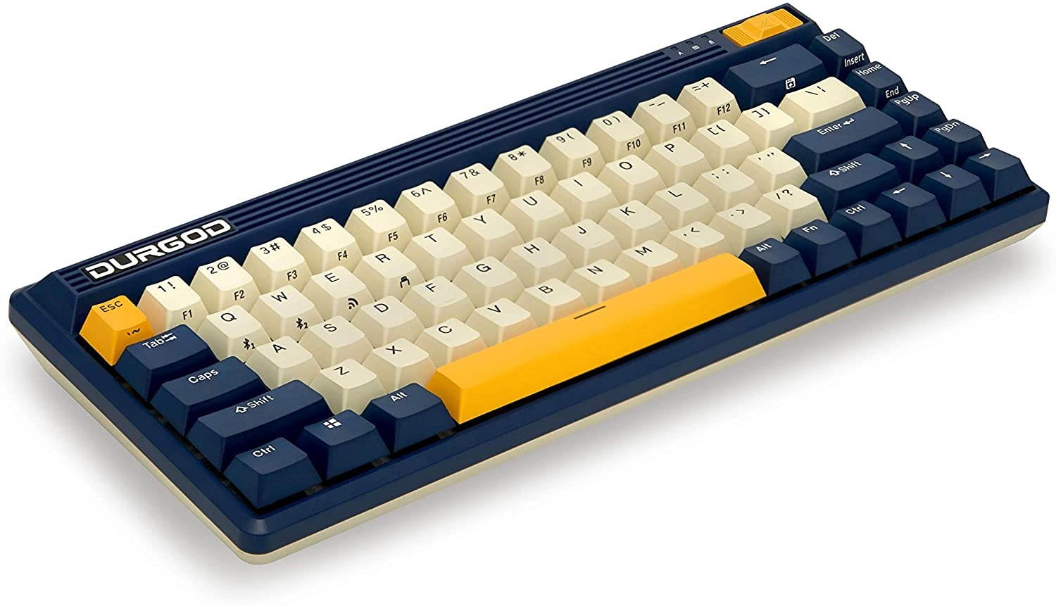 Durgod Fusion Mechanical Keyboard - 65% Layout - Doubleshot PBT Cherry Profile - Wireless 2.4gHz / Bluetooth 5.0 / USB Type C - Up to 40 Days Battery Life (Cherry Speed Silver, Navigator)