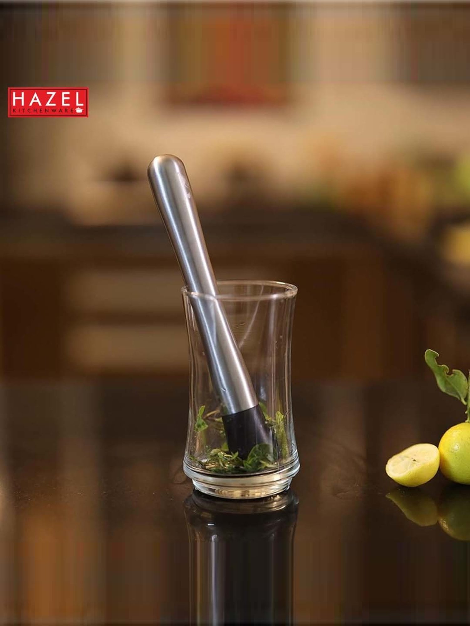 HAZEL Silver Stainless Steel Cocktail Muddler With Easy Grip