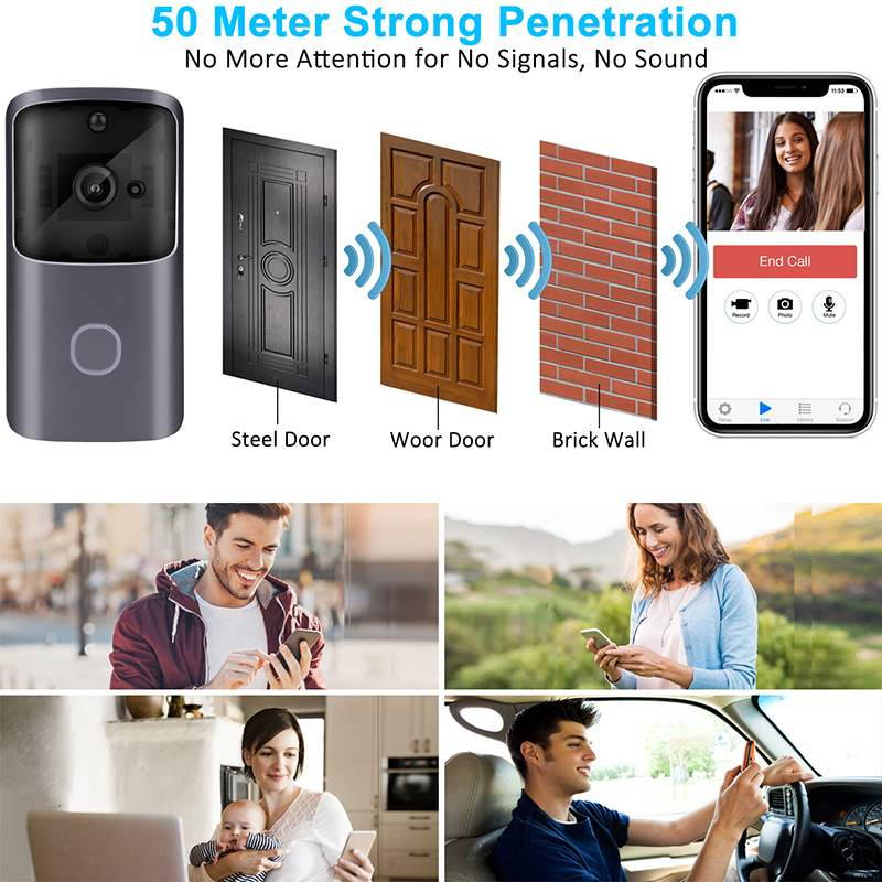 720P Smart Wireless Doorbell WiFi IR Night Vision Home Security Motion Detection Audio Door Bell