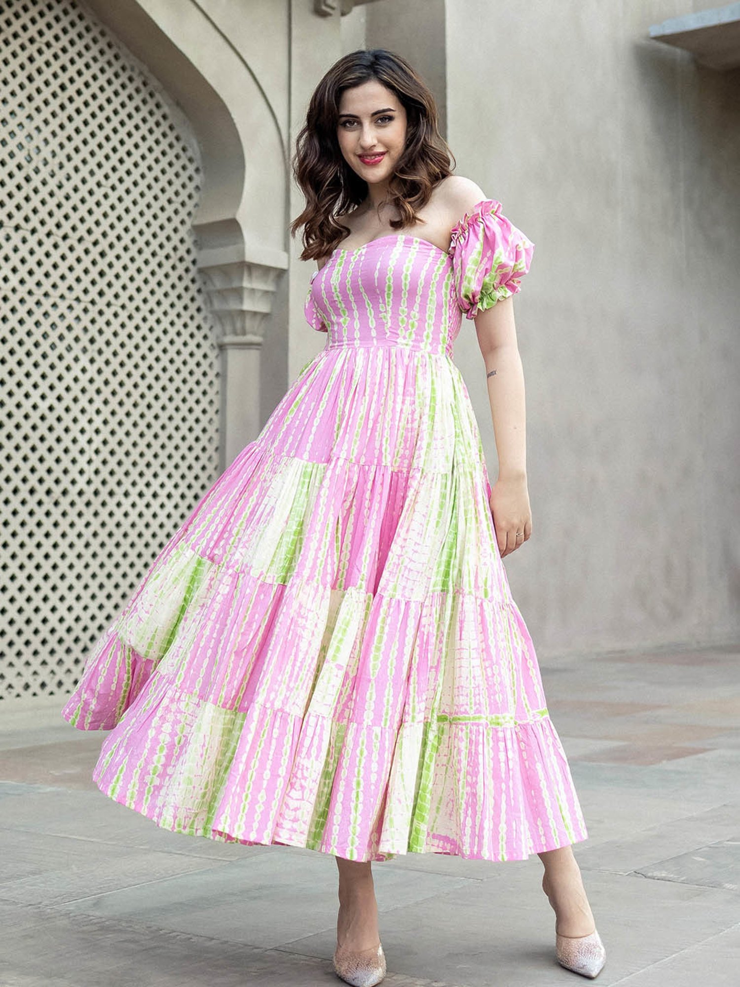 AACHHO Pink Akira Shibori Cotton Dress