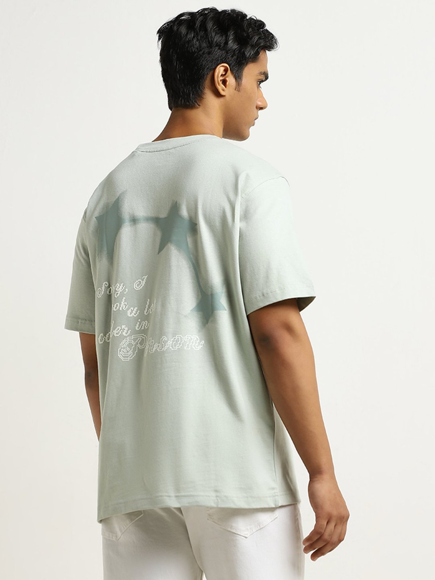 Nuon by Westside Sage Text Design Relaxed-Fit Cotton T-Shirt