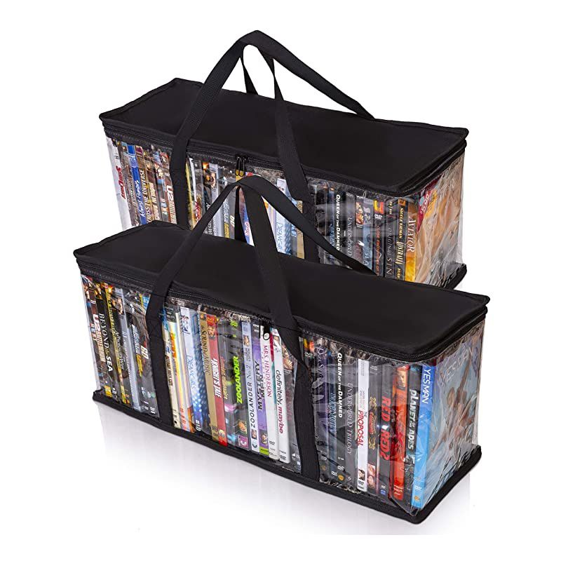 High Quality Home DVD Storage Bags 2Pack Holds 80 Total Movies or Video Games Bluray | Convenient Travel Case for Media | Stackable Easy to Carry