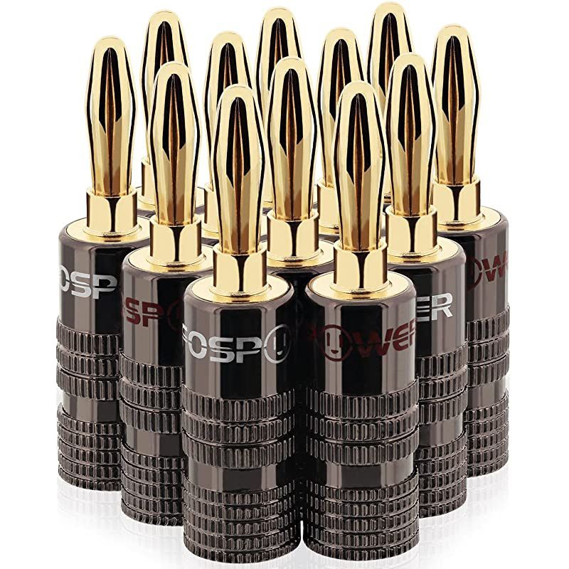 Banana Plugs 6 Pairs 12 pcs Closed Screw 24K Gold Plated Banana Speaker Plug Connectors for Speaker Wire Wall Plate Home Theater AudioVideo Receiver Amplifiers and Sound Systems