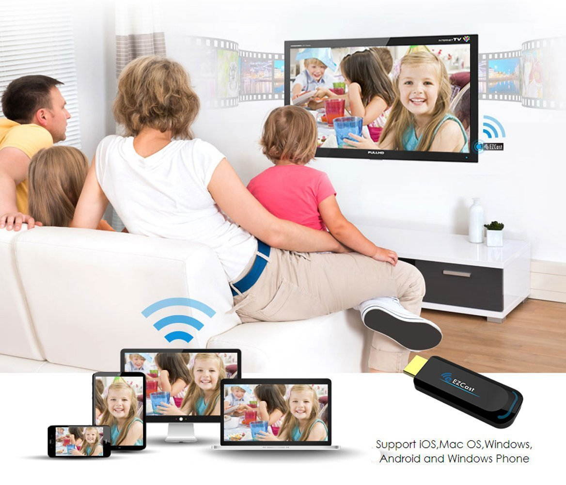 EZCast 5G TV Dongle 1080p Miracast DLNA Airplay WiFi High Speed Wireless HDMI Display Receiver Supports 5G WiFi Compatible with iOS Android Windows Device