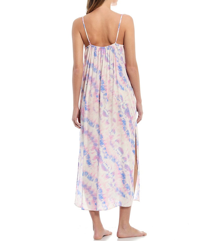 Jasmine & Ginger Tie-Dye Print V-Neck Spaghetti Strap Maxi Lounge Dress