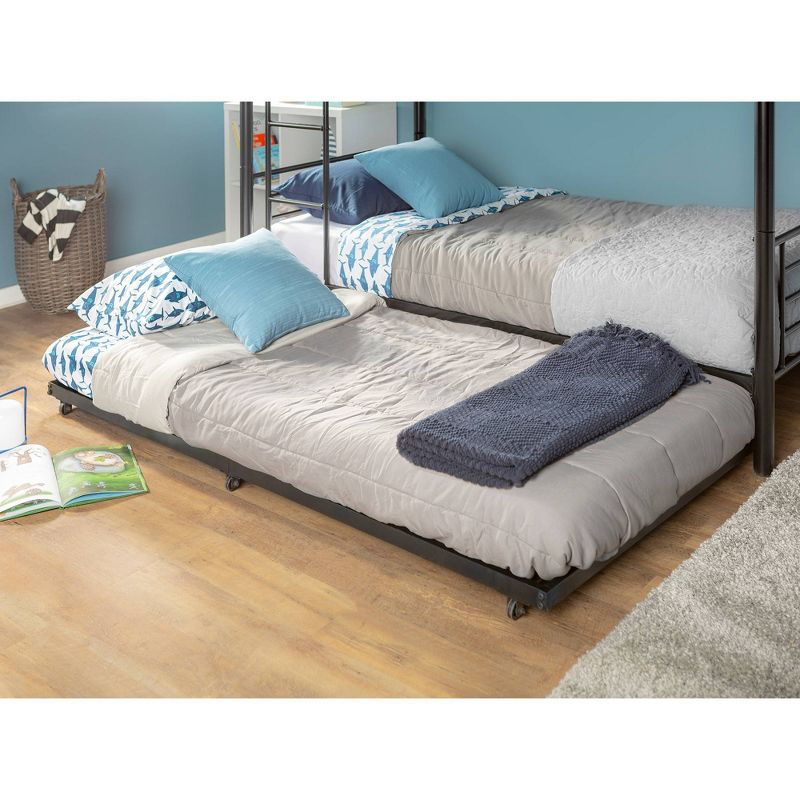 Twin Roll Out Trundle Bed Frame Black – Saracina Home