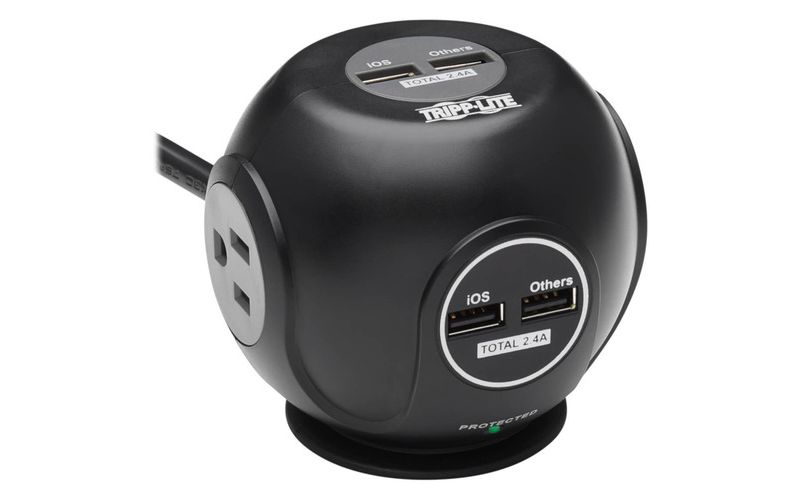 Monoprice 2 Outlet Surge Protector Wall Tap with 2 USB Charging Ports 3.4A, 450 Joules, White