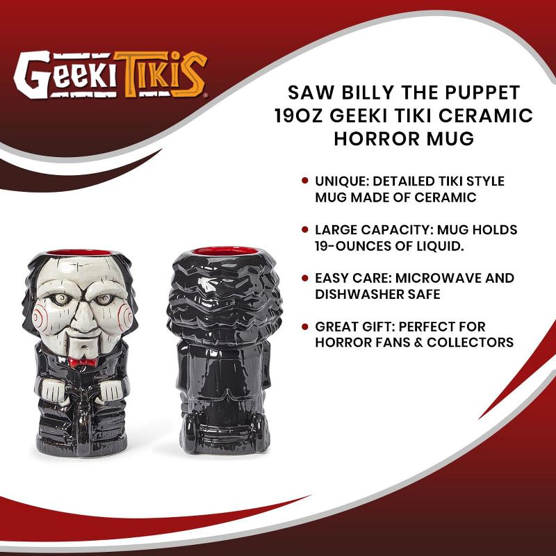 Beeline Creative Geeki Tikis Saw Billy the Puppet Ceramic Mug | Holds 19 Ounces