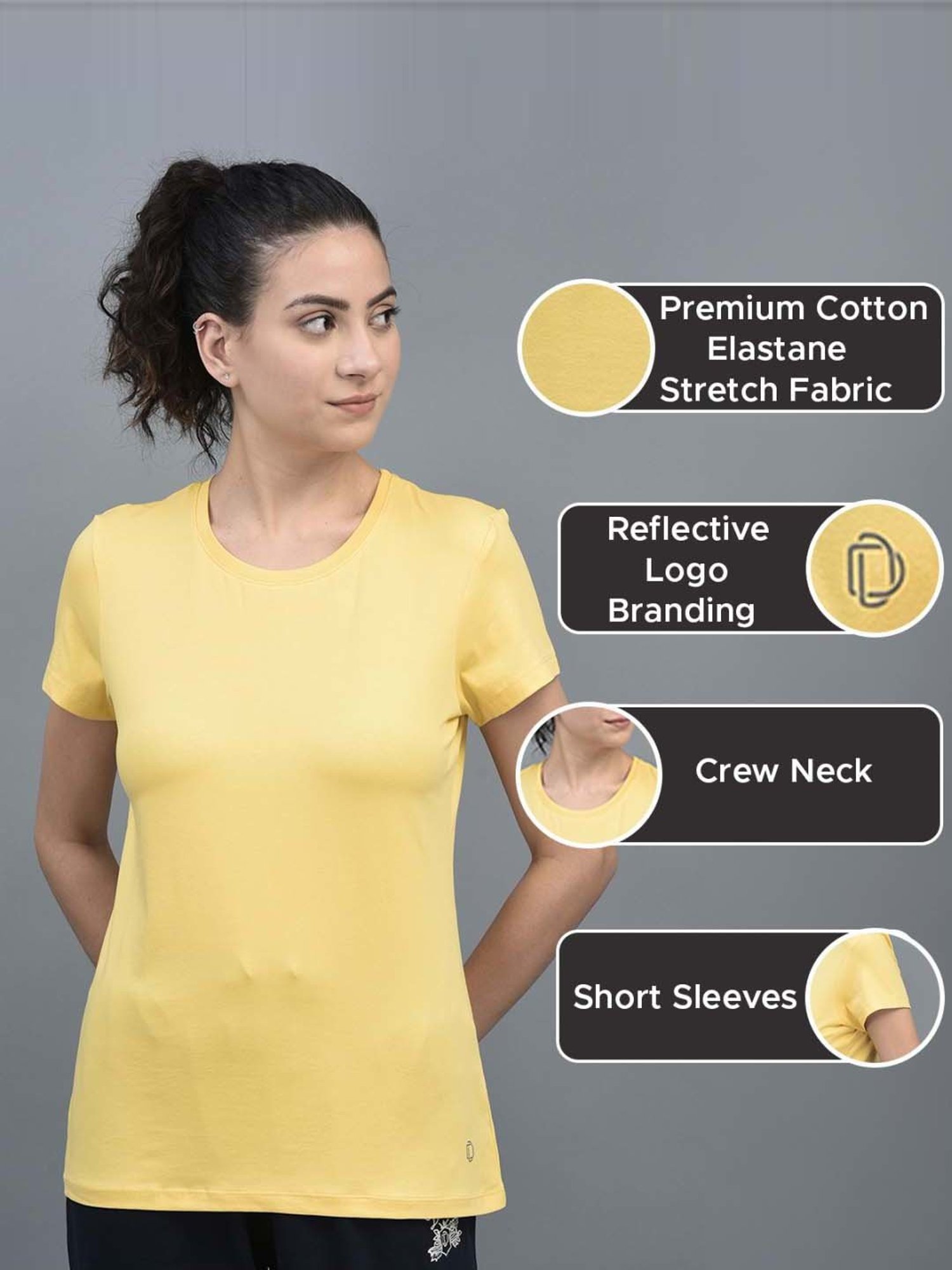 Dollar Yellow & Black Cotton Sports T-Shirt - Pack Of 3